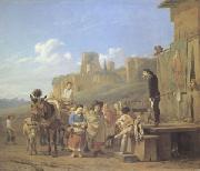 Karel Dujardin A Party of Charlatans in an Italian Landscape (mk05) oil painting reproduction